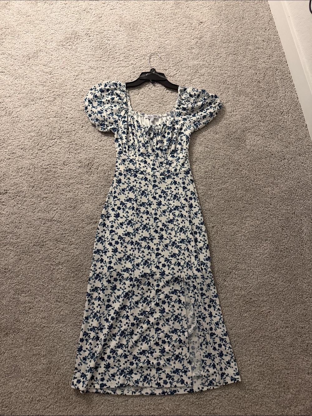 Mimi Chica White Maxi Dress with Blue Floral Print